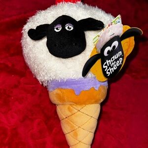 Shaun the Sheep Ice cream Cone Plush Stuffed Toy made in Japan NWT